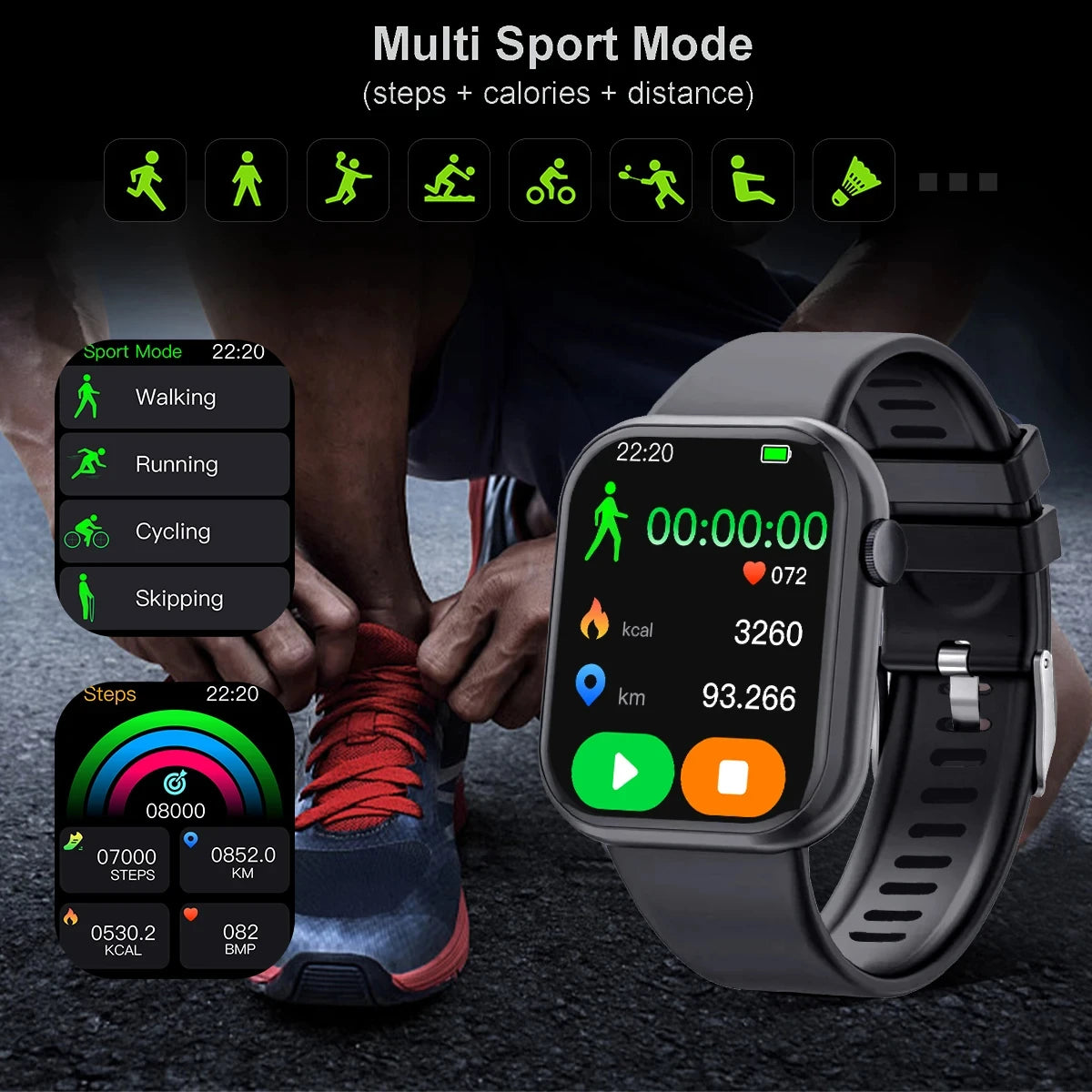 2024 Smart Watch for Men and Women, New 2.01 Inch Large Screen Blood Glucose Heart Rate Waterproof Sports Smart Watch for Women and Men..