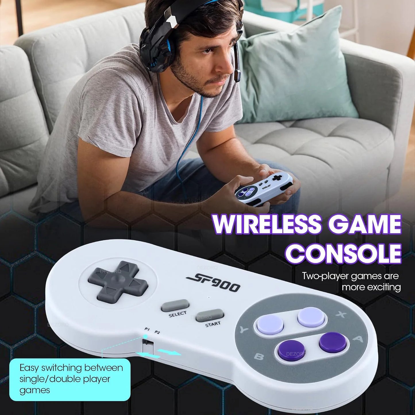 Konsole SF900 für Super Nintendo 16 Bit Game Stick 4700 Retro-Spiele HD-Videospielkonsolen für NES SNES Wireless Controller