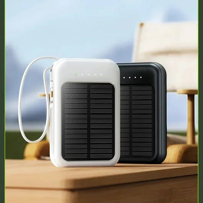 50000mah Solar Power Bank Built Cables Solar Charger 2 Usb Ports External Charger Powerbank With Led Light