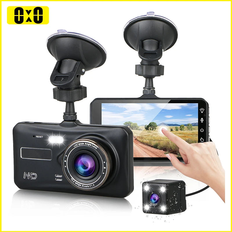 Cámara frontal y trasera coche DVR grabadora de vídeo de coche vehículo caja negra FULL HD 1080P grabadora de conductor de visión nocturna, con tarjeta de memoria 32G