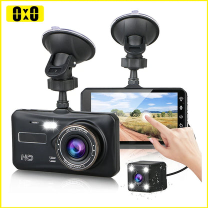 Cámara frontal y trasera coche DVR grabadora de vídeo de coche vehículo caja negra FULL HD 1080P grabadora de conductor de visión nocturna, con tarjeta de memoria 32G