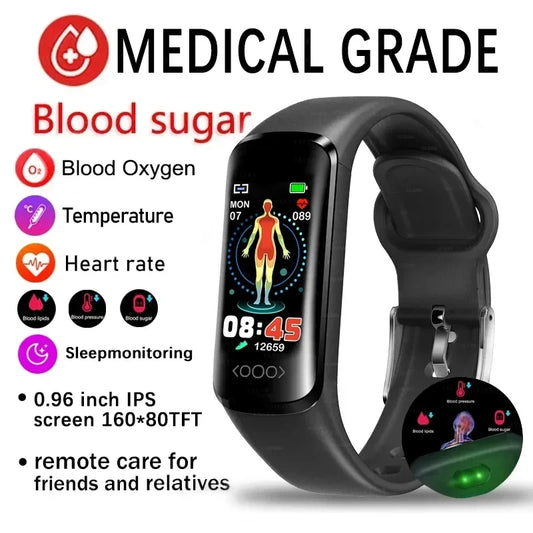 Reloj inteligente para medir el azúcar en la sangre 2024, nuevo para hombres, con ECG+PPG, frecuencia cardíaca, presión arterial, pulsera deportiva de fitness, reloj inteligente para mujeres con glucómetro.