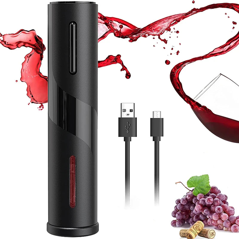 Electric Wine Bottle Opener FLYMUYU Rechargeable Electric Wine Opener With Foil Cutter Automatic Corkscrew Red Wine Bottle Opener For Bar Wine Lover Gift