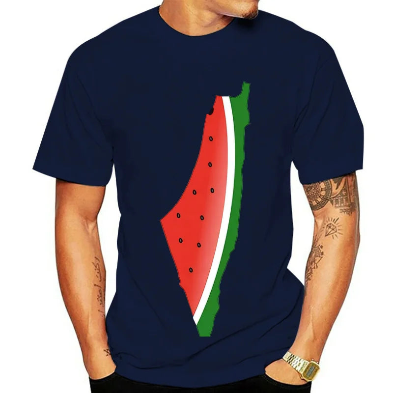 Polera con estampado de sandía Palestina, de algodon, Unisex