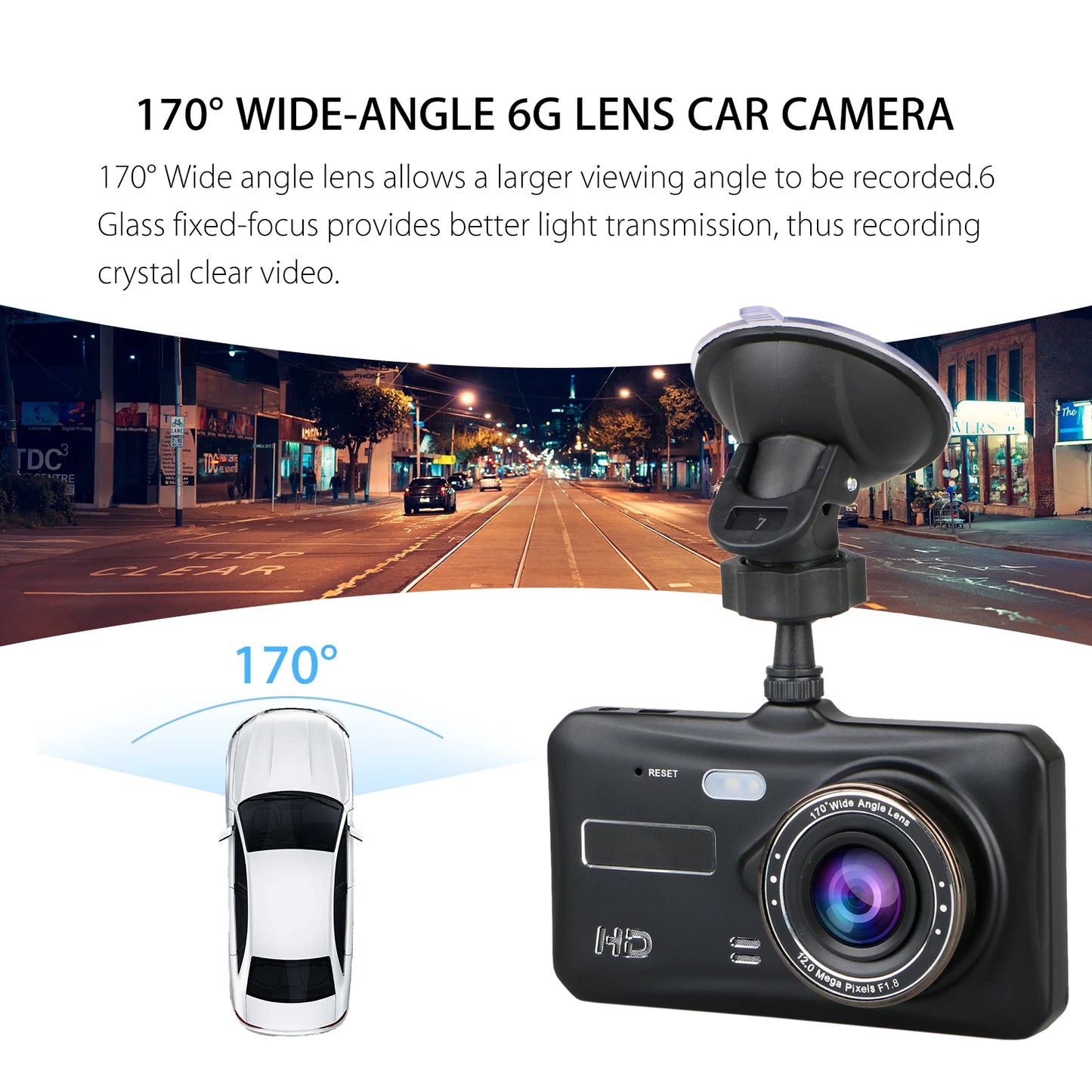 Front and Rear Camera Car DVR Car Video Recorder Vehicle Black Box FULL HD 1080P Night Vision Driver Recorder, with 32G Memory Card