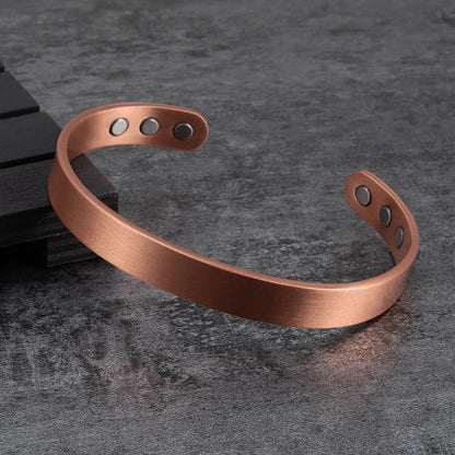 Pulsera y anillos de cobre. Set Pure Copper Bracelets and Rings Simplicity Cuff Magnetic Bangles for Women Men Arthritis Health Solid Copper Jewelry