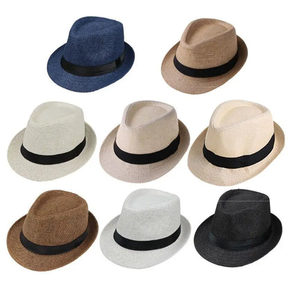 Kinder Kinder Sommer Strand Strohhut Jazz Panama Trilby Fedora Hut Gangster Outdoor Atmungsaktive Hüte Mädchen Jungen Sonnenhut