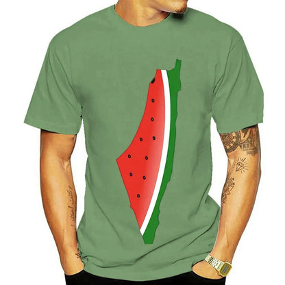 Polera con estampado de sandía Palestina, de algodon, Unisex