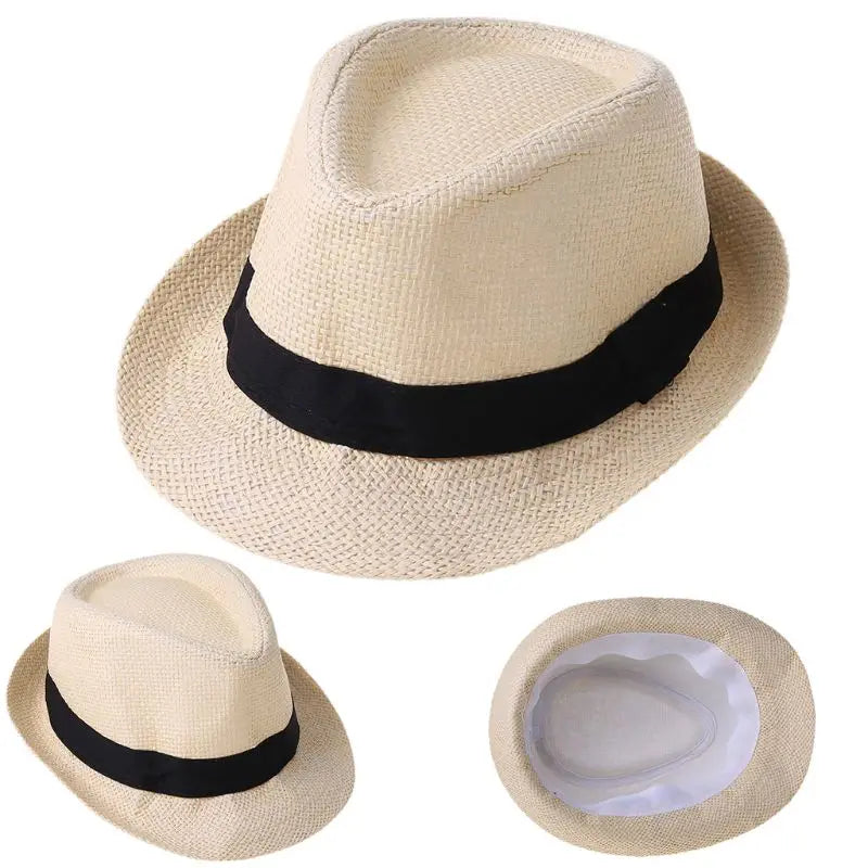 Kinder Kinder Sommer Strand Strohhut Jazz Panama Trilby Fedora Hut Gangster Outdoor Atmungsaktive Hüte Mädchen Jungen Sonnenhut