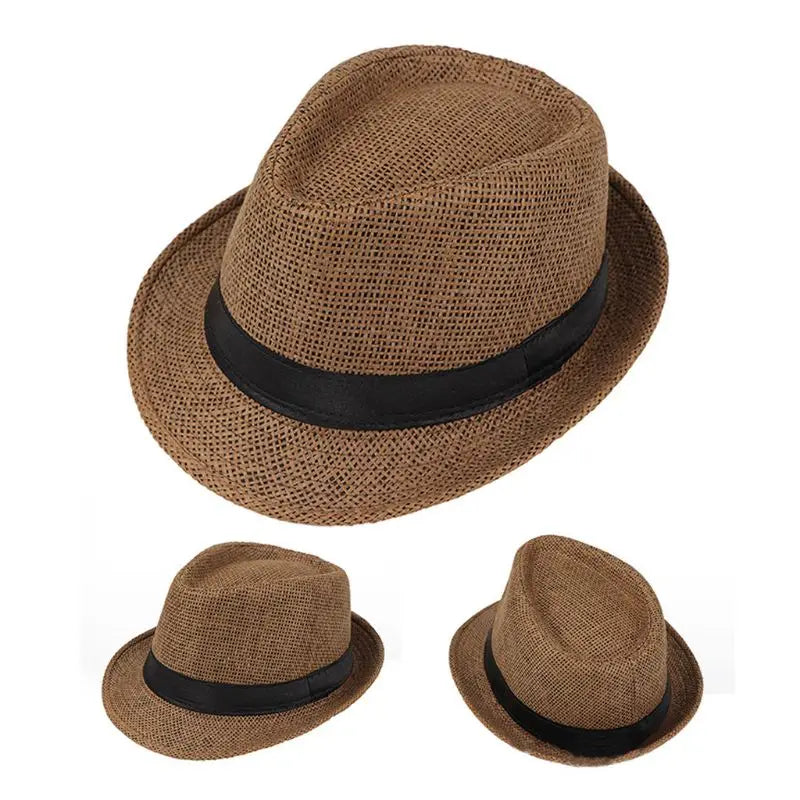 Kinder Kinder Sommer Strand Strohhut Jazz Panama Trilby Fedora Hut Gangster Outdoor Atmungsaktive Hüte Mädchen Jungen Sonnenhut