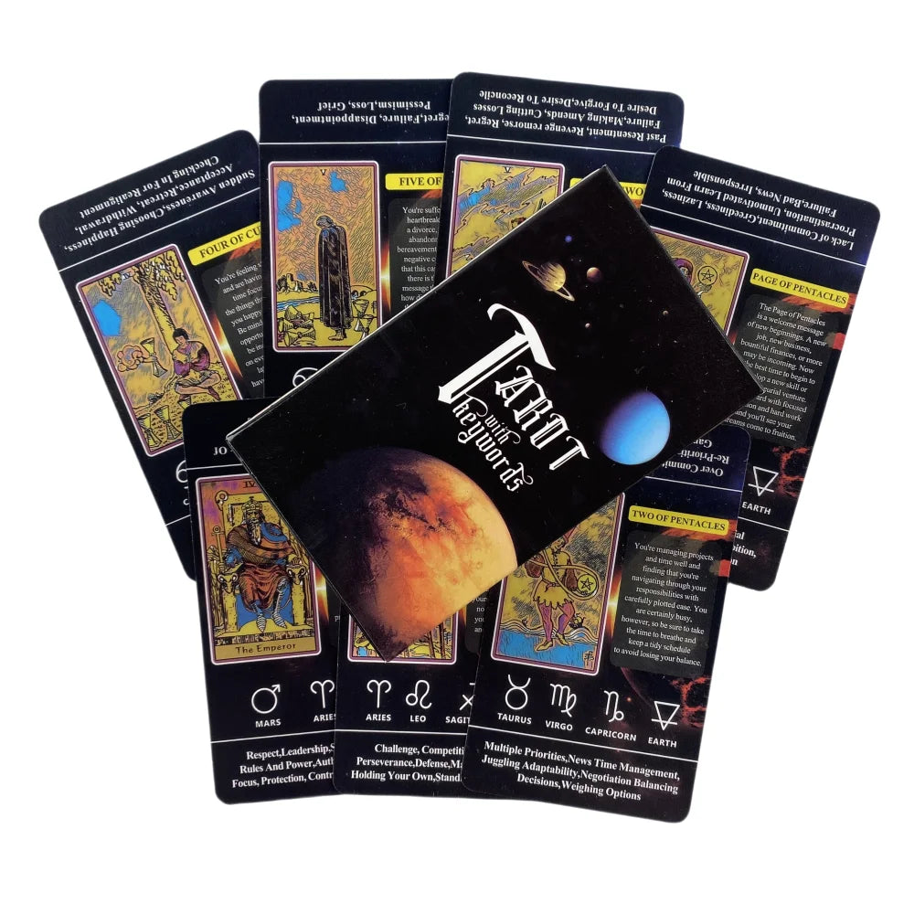 Tarot With Keywords Cards For Beginners And Understanding Meanings On Them A 78 Deck Oracle English Divination Edition Borad