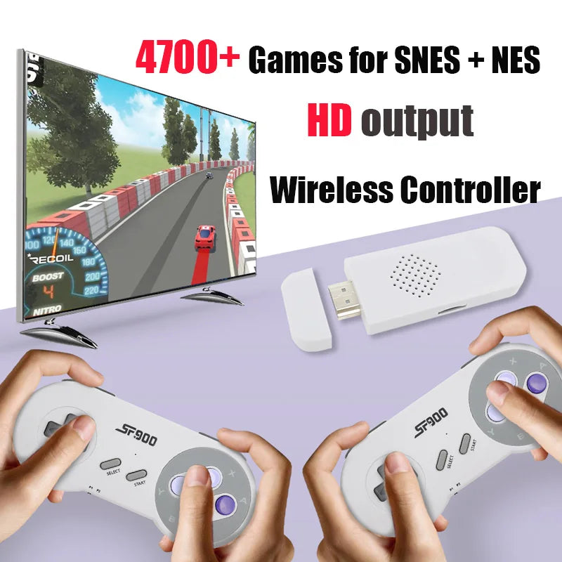 SF900 Konsole für Super Nintendo 16 Bit Game Stick 4700 Retro Games HD Videospielkonsolen für NES SNES Wireless Controller