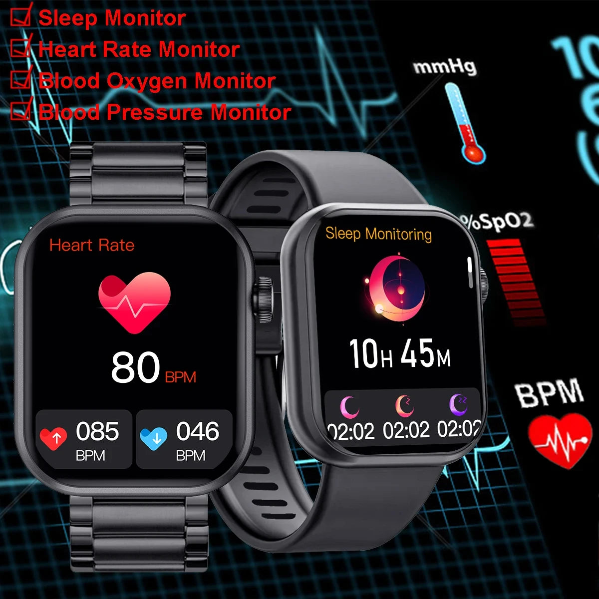 2024 Smart Watch for Men and Women, New 2.01 Inch Large Screen Blood Glucose Heart Rate Waterproof Sports Smart Watch for Women and Men.. 