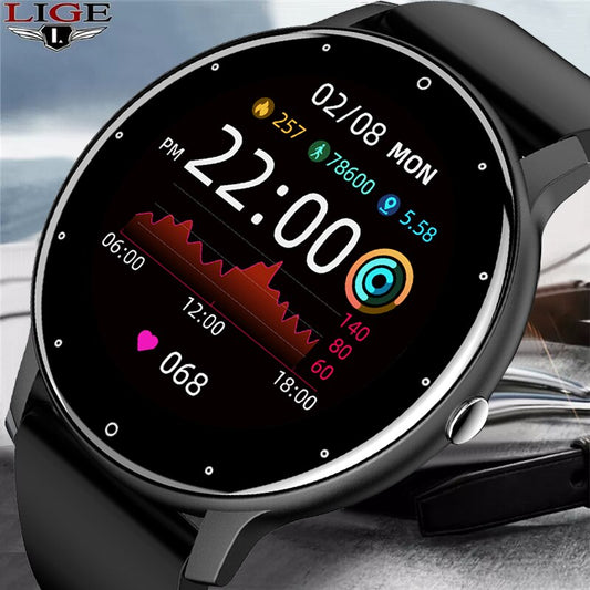 LIGE 2023 New Smart Watch Men. LIGE-reloj inteligente deportivo para hombre, nuevo accesorio de pulsera resistente al agua IP67 con Bluetooth y pantalla táctil, compatible con Android e ios, incluye caja, 2023