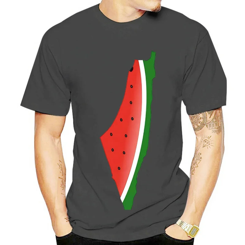Polera con estampado de sandía Palestina, de algodon, Unisex