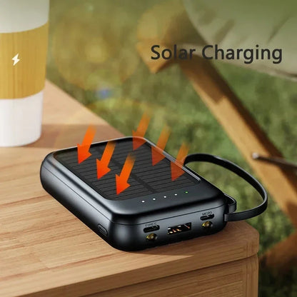 50000 mah Solar Power Bank Gebaut Kabel Solar Ladegerät 2 USB Ports Externe Ladegerät Powerbank Mit Led-Licht