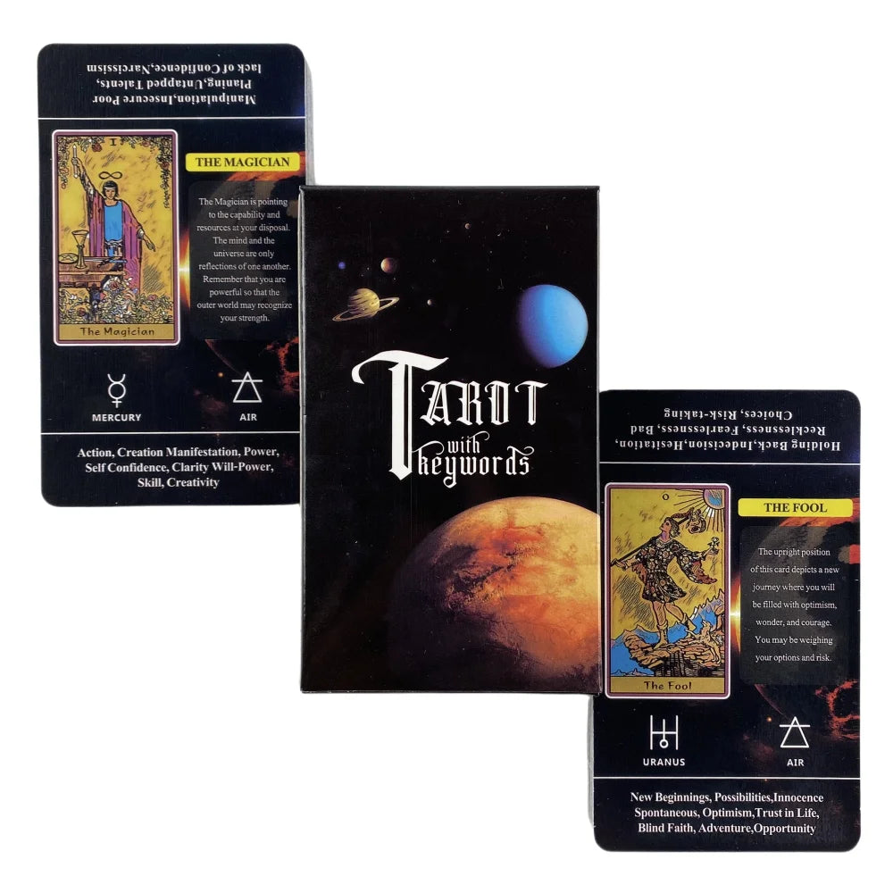 Tarot With Keywords Cards For Beginners And Understanding Meanings On Them A 78 Deck Oracle English Divination Edition Borad