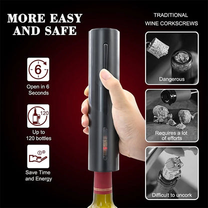 Electric Wine Bottle Opener FLYMUYU Rechargeable Electric Wine Opener With Foil Cutter Automatic Corkscrew Red Wine Bottle Opener For Bar Wine Lover Gift