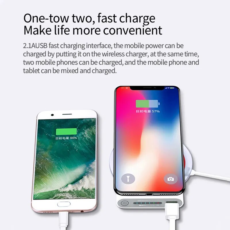 Portable Power Bank 30000 50000 100000 200000mAh Large Capacity Mobile Power Supply Wireless Fast Charging Built-in Cable.