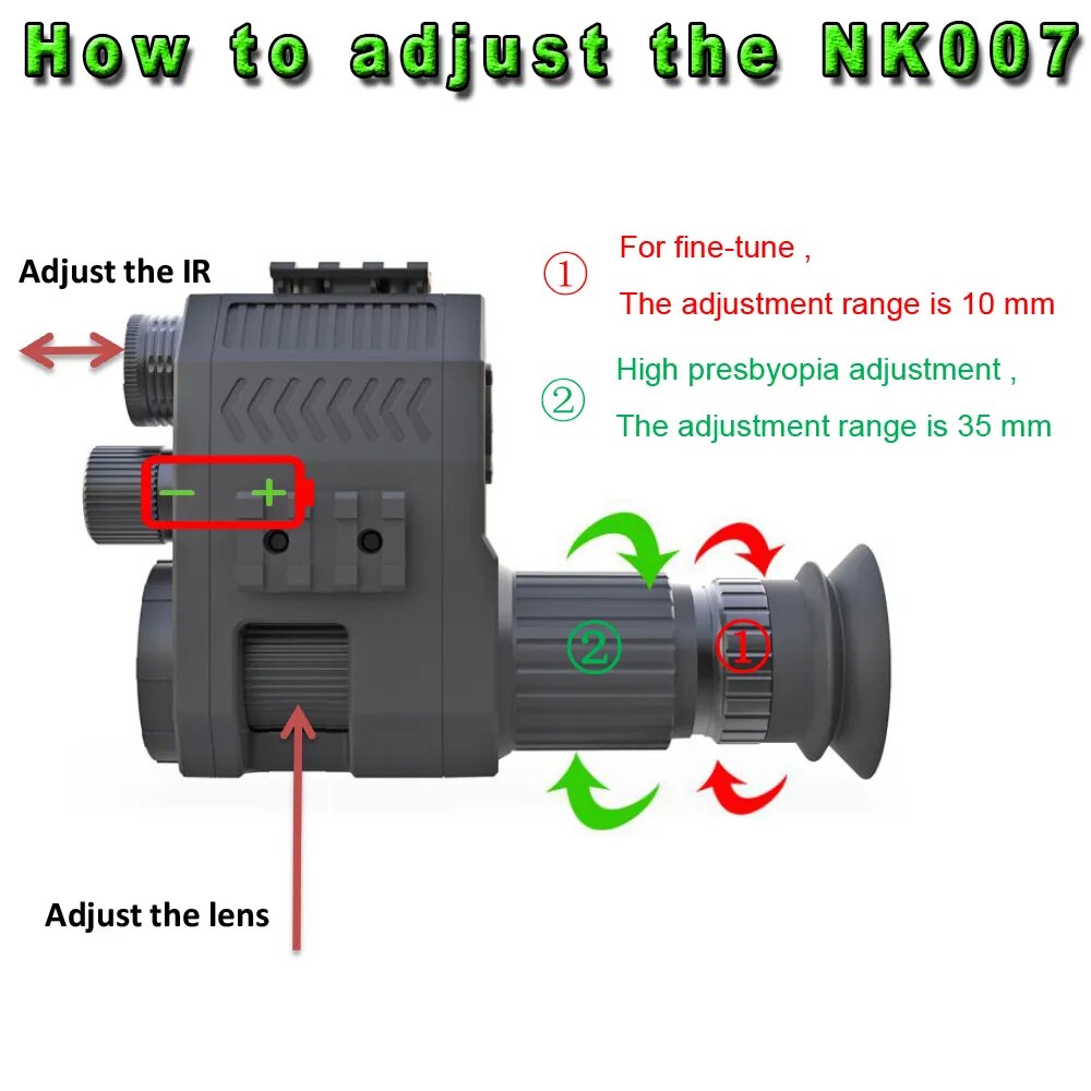 Megaorei Digital Night Vision Monocular Scope 100-200 200-400M Travel Infrared Camcorder Support Multi Language Photo Video Recording Photo Video Recording Multiple Language Megaorei