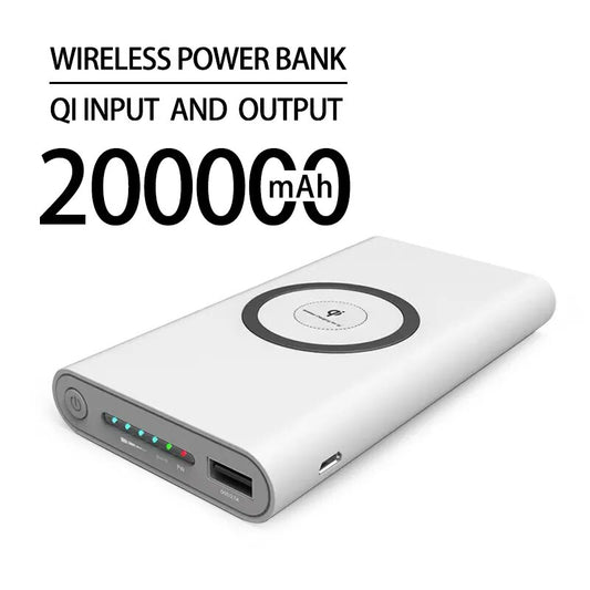 Tragbare Power Bank 30000 50000 100000 200000 mAh, große Kapazität, mobile Stromversorgung, kabelloses Schnellladen, integriertes Kabel.