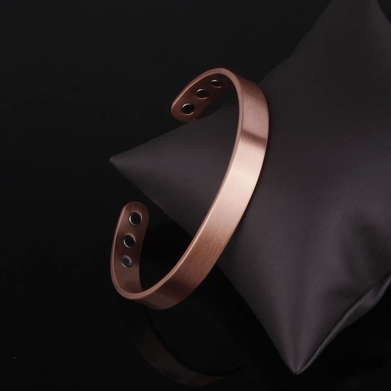 Copper bracelet and rings. Set Pure Copper Bracelets and Rings Simplicity Cuff Magnetic Bangles for Women Men Arthritis Health Solid Copper Jewelry