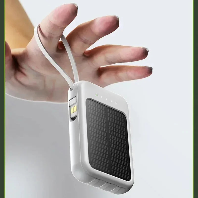 50000mah Solar Power Bank Built Cables Solar Charger 2 Usb Ports External Charger Powerbank With Led Light