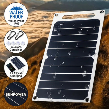 Panel Solar impermeable para exteriores, batería portátil de 30W con USB para senderismo y Camping, Banco de carga de teléfono móvil, 6,8 V