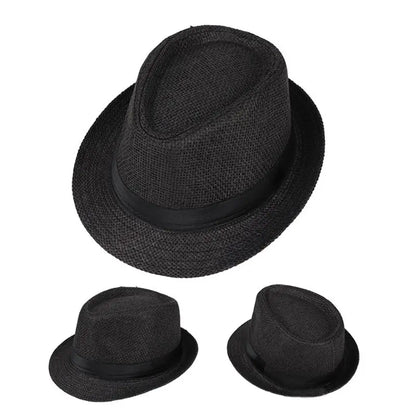 Kinder Kinder Sommer Strand Strohhut Jazz Panama Trilby Fedora Hut Gangster Outdoor Atmungsaktive Hüte Mädchen Jungen Sonnenhut