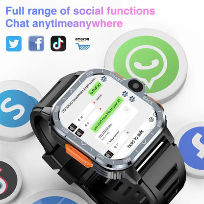 4G-Videoanruf-Smartwatch, 2,03 Zoll, 4 GB RAM, 64 GB ROM, HD-Kamera, SIM-Karte, WLAN, GPS, Herzfrequenz, NFC, Smartwatch, Sportuhr