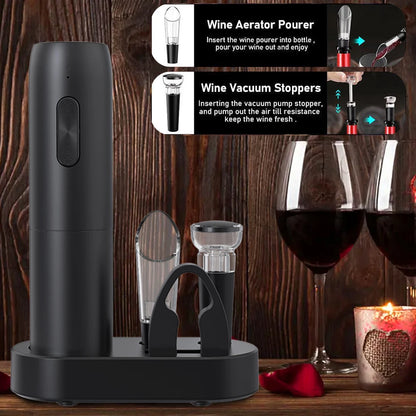 JLEIVA Electric Wine Bottle Opener Automatic Red Wine Corkscrew Rechargeable Wine Opener with Charging Base Wine Tools Kitchen Products