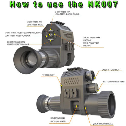 Megaorei Digitales Nachtsicht-Monokular-Zielfernrohr 100–200 200–400 m, Reise-Infrarot-Camcorder, unterstützt mehrsprachige Foto-/Videoaufzeichnung, Foto-/Videoaufzeichnung, mehrere Sprachen Megaorei