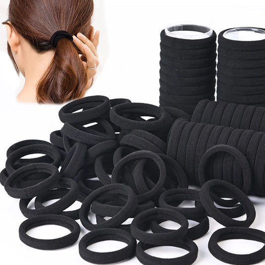 50/100 Stück schwarze Haarbänder für Frauen und Mädchen, Haarband, hochelastisches Gummiband, Haargummis, Pferdeschwanzhalter, Haargummis, Zubehör