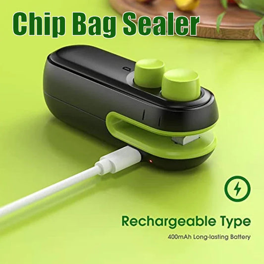 Chip Bag Sealer,Handheld Bag Heat Vacuum Sealer Rechargable,Portable Bag Resealer Sealing Machine for Plastic Bags