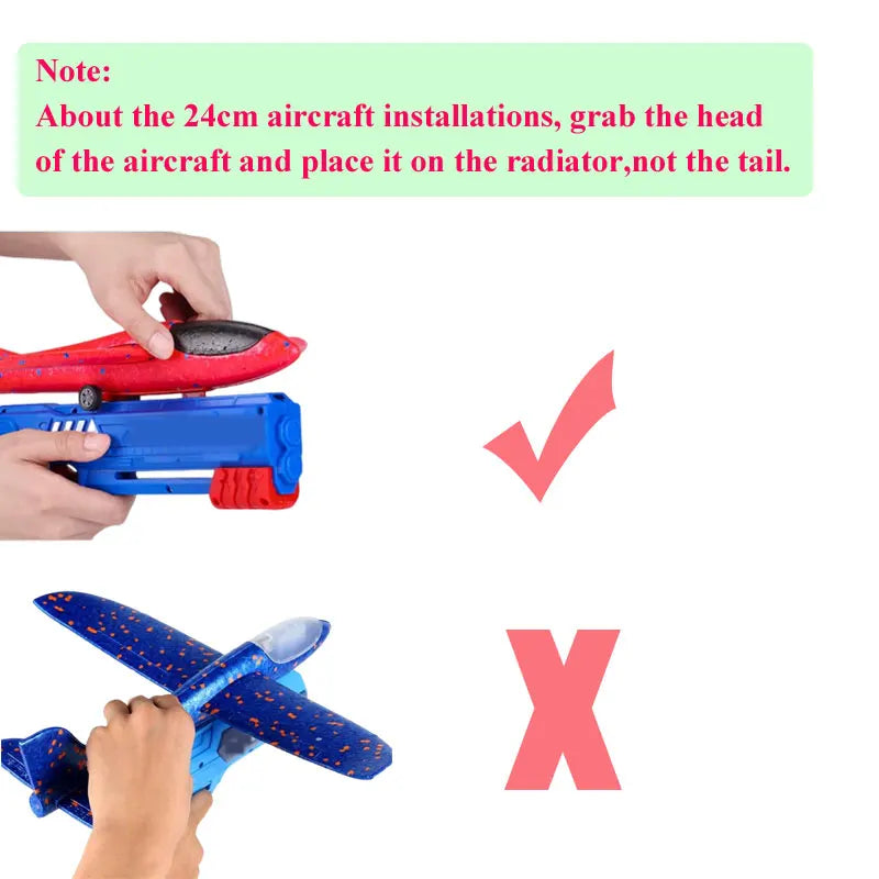 Kids 24/34cm Foam Plane Launcher Outdoor Toy for Boys Sport Catapult Game Children Girl Birthday Xmas Gifts