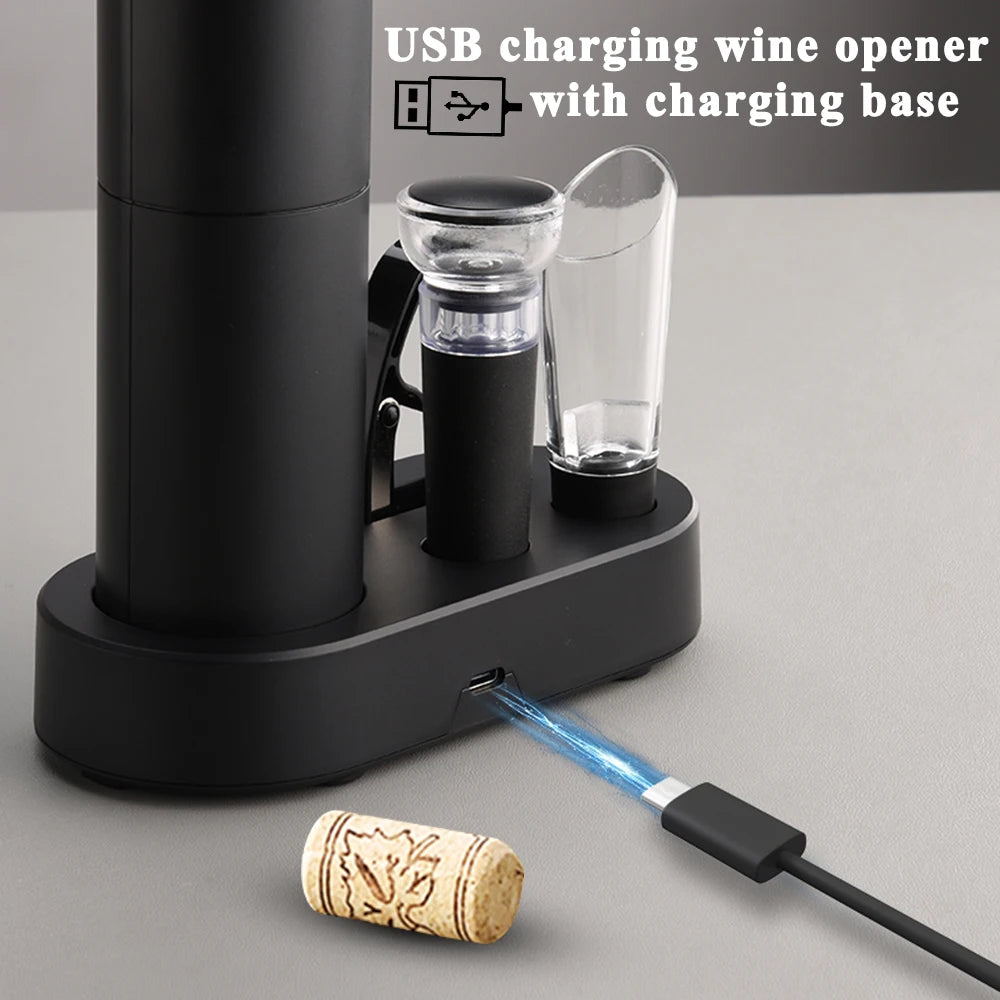 Destapador botellas de vino JLEIVA  Electric Wine Bottle Opener Automatic Red Wine Corkscrew Rechargeable Wine Opener with Charging Base Wine Tools Kitchen Products