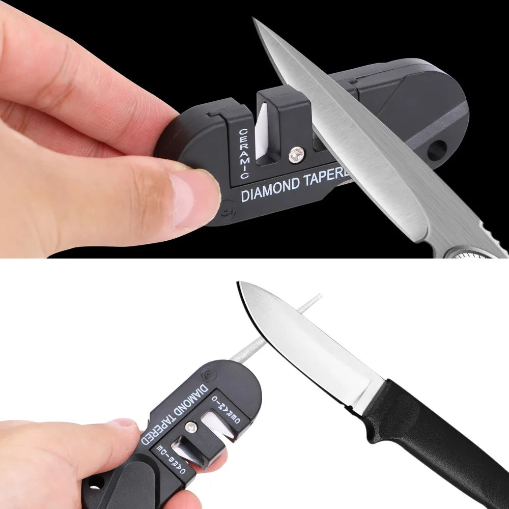 JUANLEIVA Knife Sharpener. Multifunction Folding Sharpener Pocket Keychain Knife Sharpening Tool Survival and Camping 